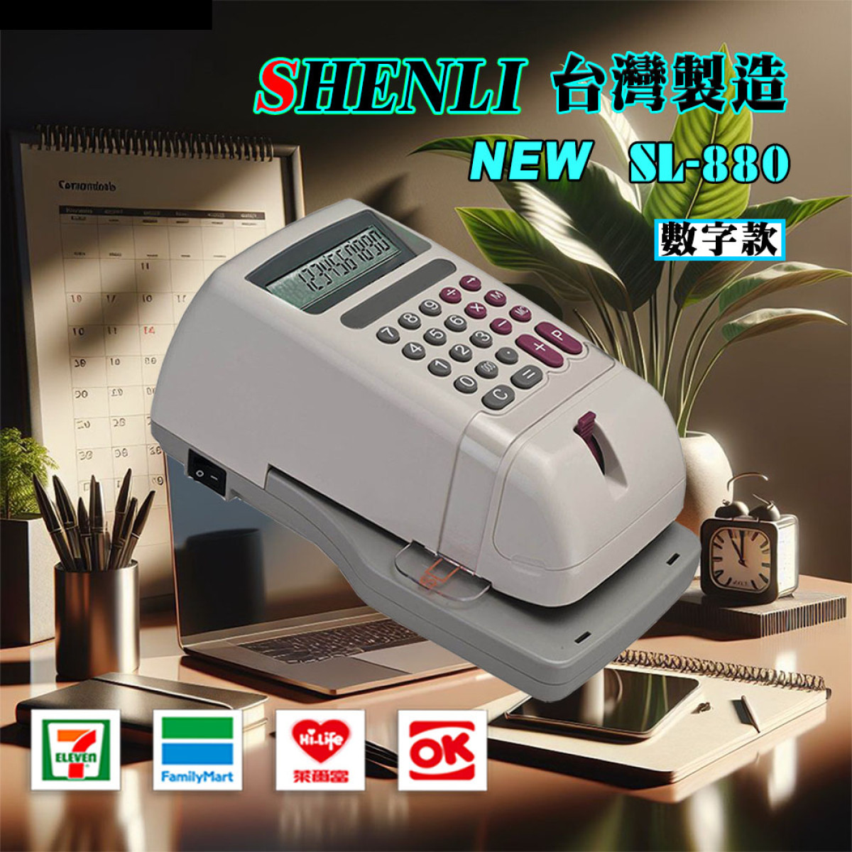 台灣製造 SHENLI SL-880 數字款 電子式支票機