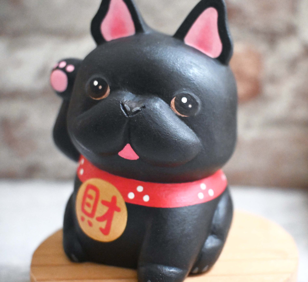 狗來富 招財法鬥犬 黑法鬥 手工雕刻療癒擺飾小木雕擺飾 名片架