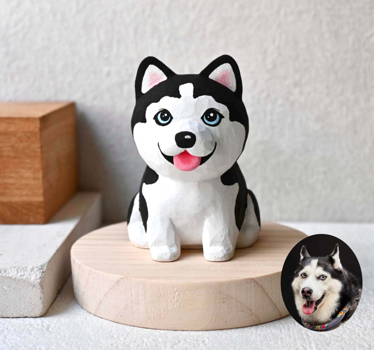 客製化狗狗公仔擺飾 來圖訂製 手工雕刻療癒小木雕 公仔擺飾