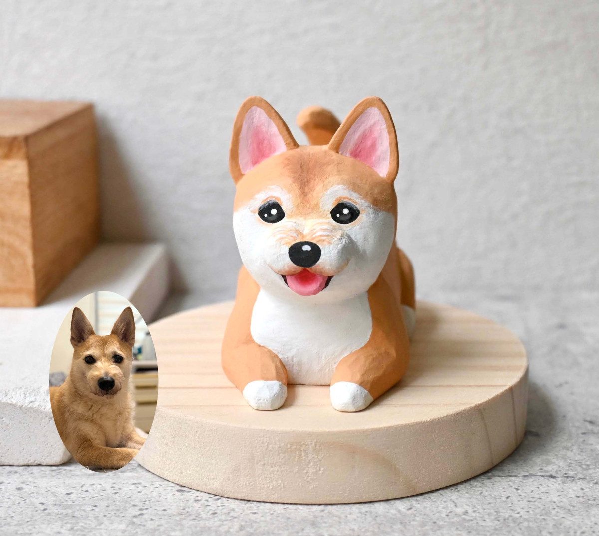 客製化狗狗公仔擺飾 來圖訂製 手工雕刻療癒小木雕 公仔擺飾