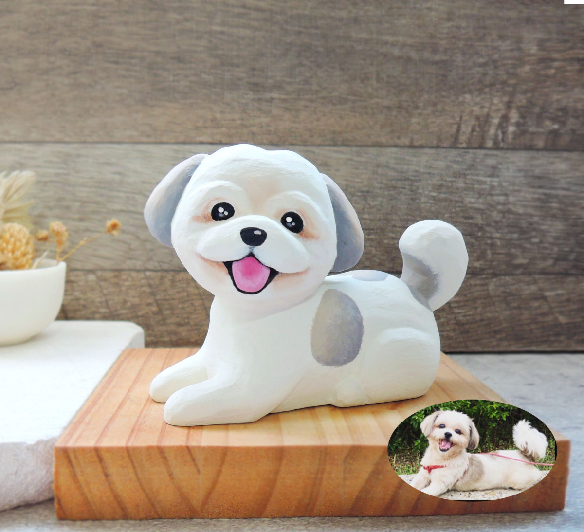 客製化狗狗公仔擺飾 來圖訂製 手工雕刻療癒小木雕 公仔擺飾