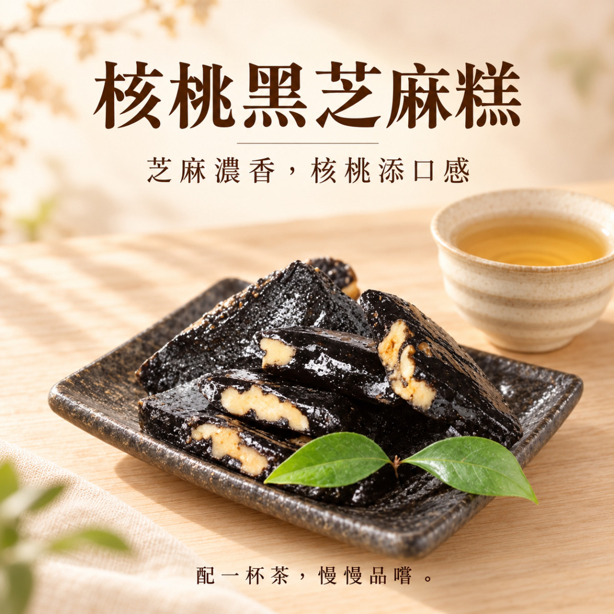 醬媽媽˙養生【黑芝麻糕-核桃】高鈣營養好，低糖低熱量 醬媽媽隨拆隨吃，一撕開濃濃黑芝麻香氣，超誘人，核桃堅果，養生好吃！