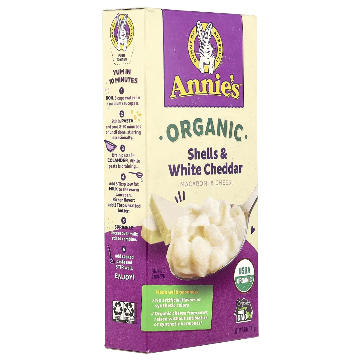 【台灣COSTCO獨賣/美國知名品牌】安妮兔子/有機起司通心粉起司貝殼麵12入組 (2組免運/未滿請另選運費入購物車)《超值一盒2-3人份/三種人氣起司口味一次滿足》