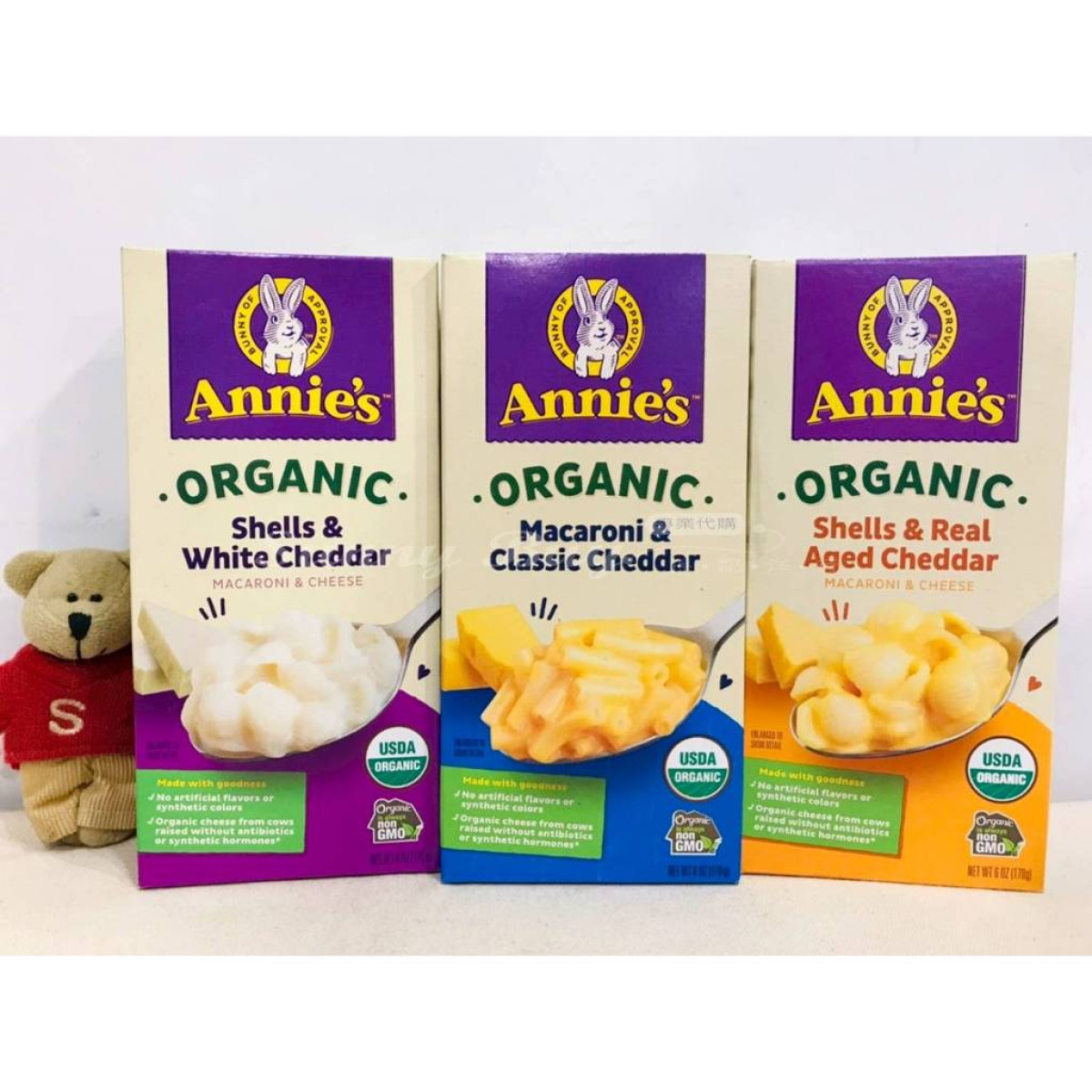【台灣COSTCO獨賣/美國知名品牌】安妮兔子/有機起司通心粉起司貝殼麵12入組 (2組免運/未滿請另選運費入購物車)《超值一盒2-3人份/三種人氣起司口味一次滿足》