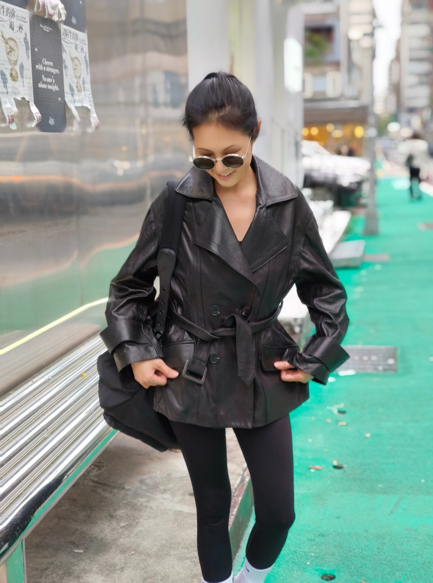 歐式風情 超顯瘦 雙排釦短風衣 植鞣小羊皮