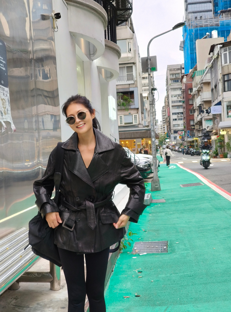 歐式風情 超顯瘦 雙排釦短風衣 植鞣小羊皮