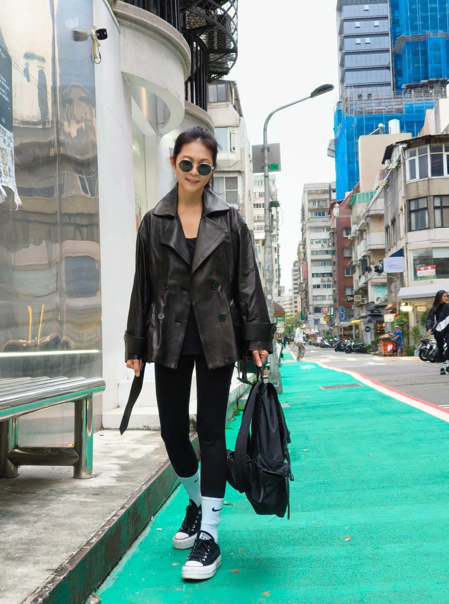 歐式風情 超顯瘦 雙排釦短風衣 植鞣小羊皮