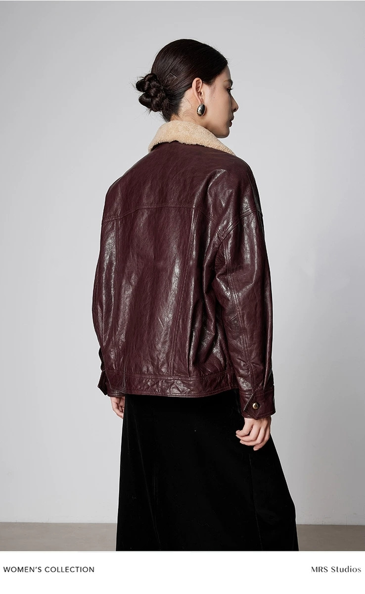 羽絨皮衣 羊羔毛領 油蠟綿羊皮