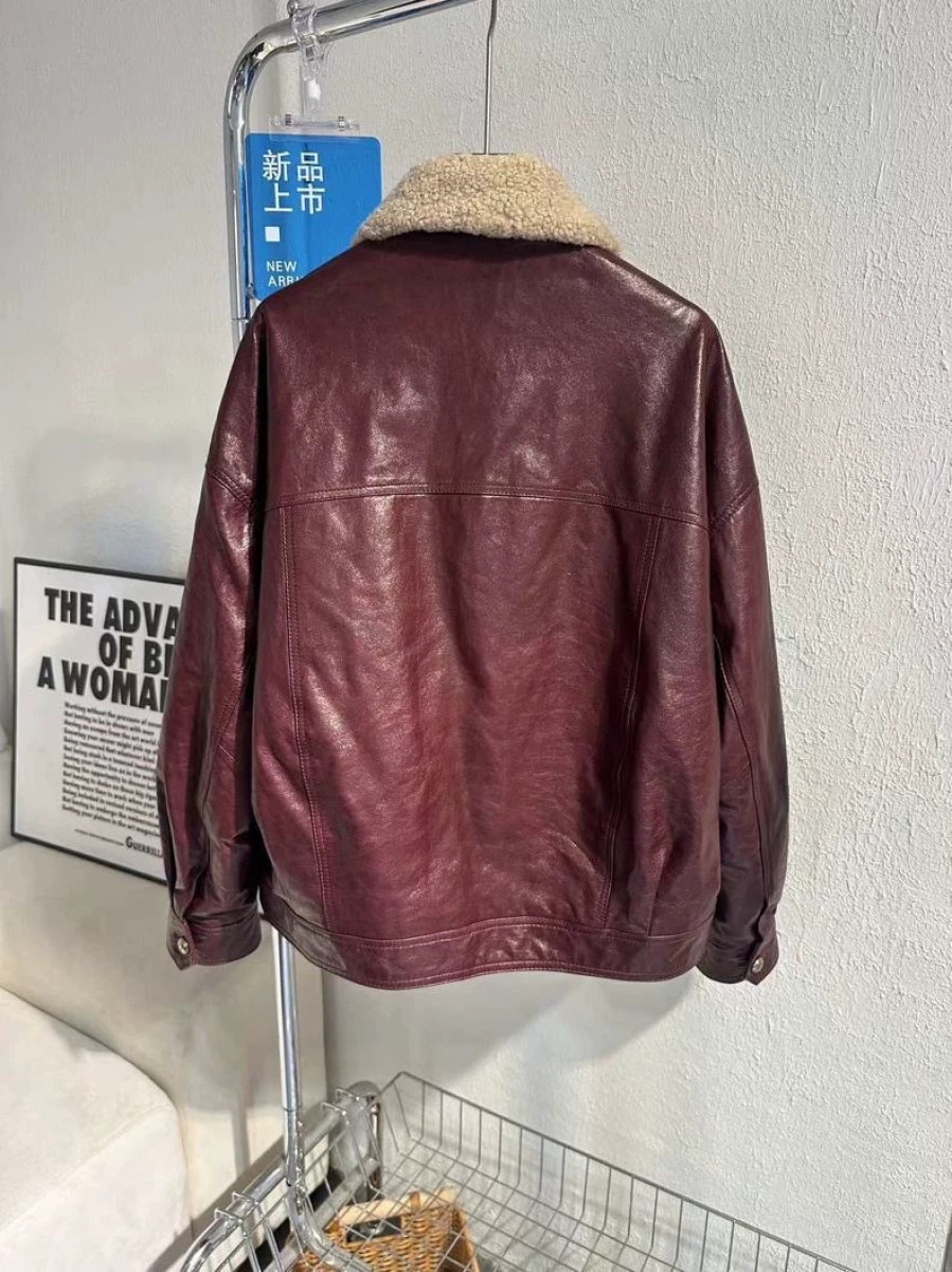 羽絨皮衣 羊羔毛領 油蠟綿羊皮