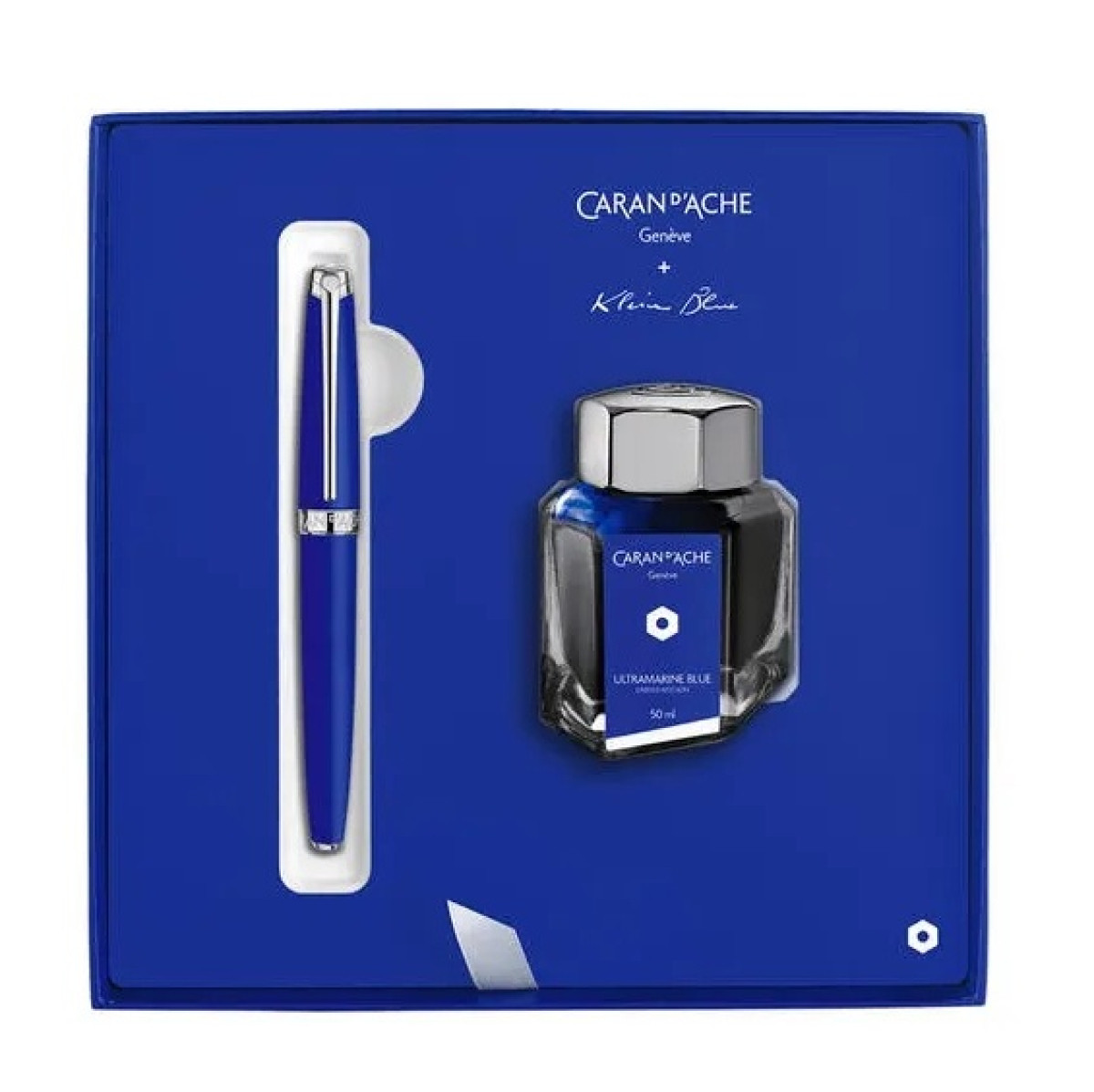 【長益鋼筆】卡達 caran d'ache 利曼 leman 套裝 KLEIN BLUE 克萊因藍 18K 鋼筆墨水禮盒 瑞士