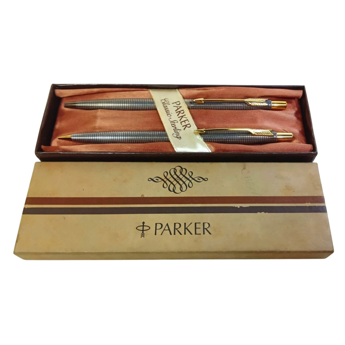 【長益鋼筆】parker 派克 925純銀鍍金銀 原子筆 0.5mm鉛筆 整組販售 絕版品 美國 1968