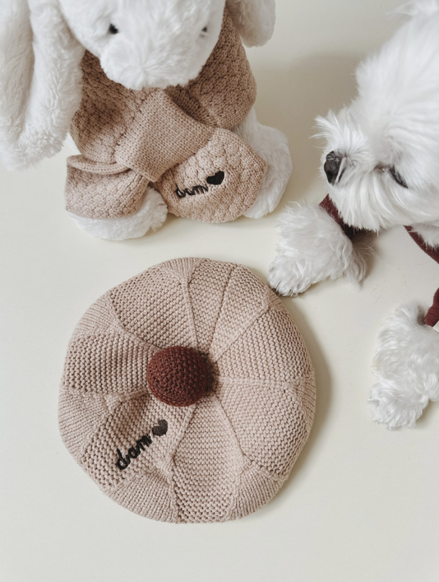 韓國刺繡｜唯美冬季針織刺繡貝蕾帽