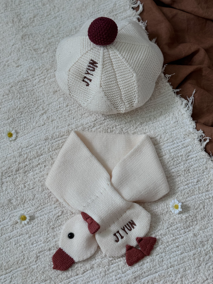 韓國刺繡｜唯美冬季針織刺繡貝蕾帽